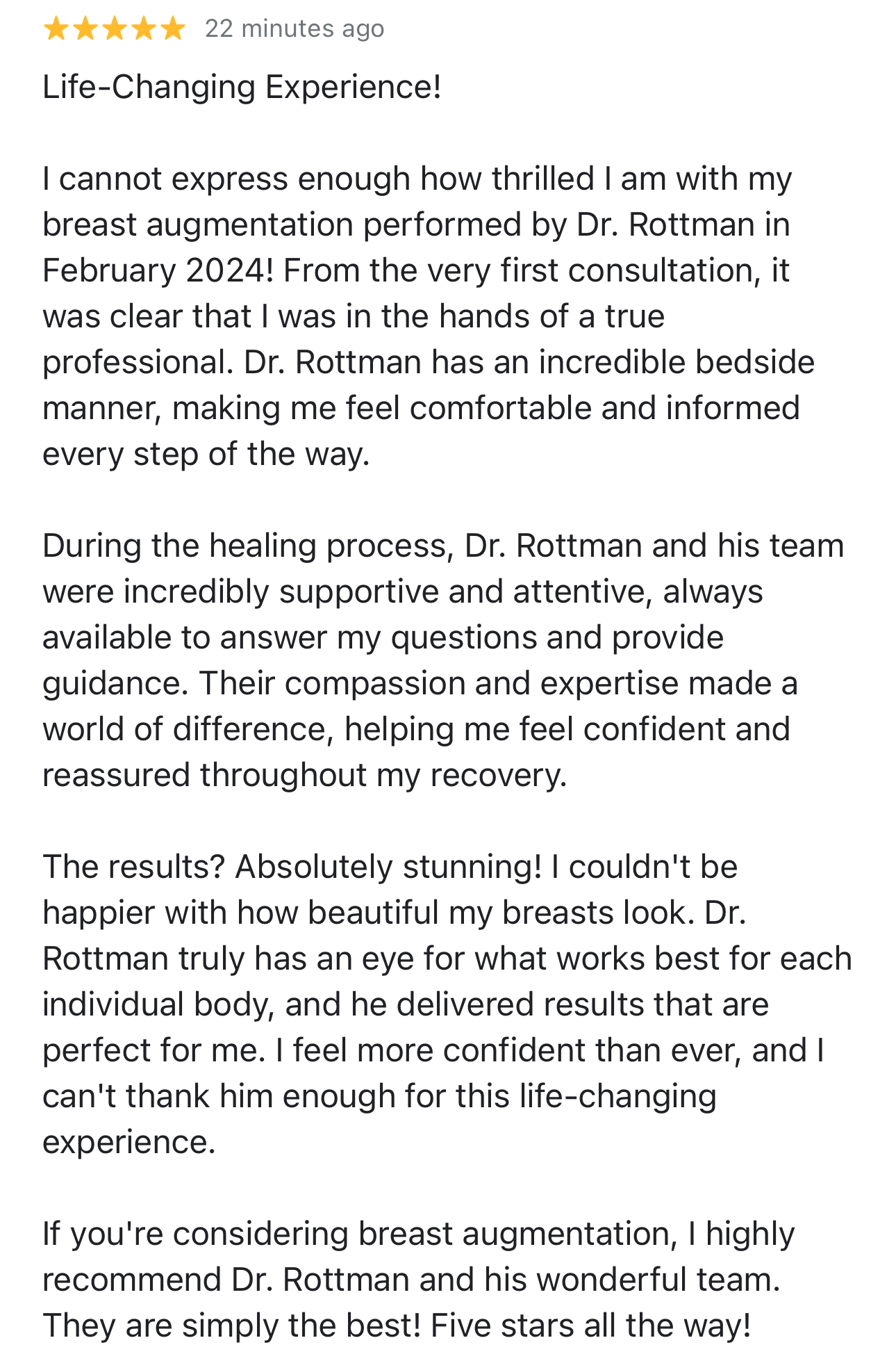 Reviews and Testimonials, Dr. Steven Rottman