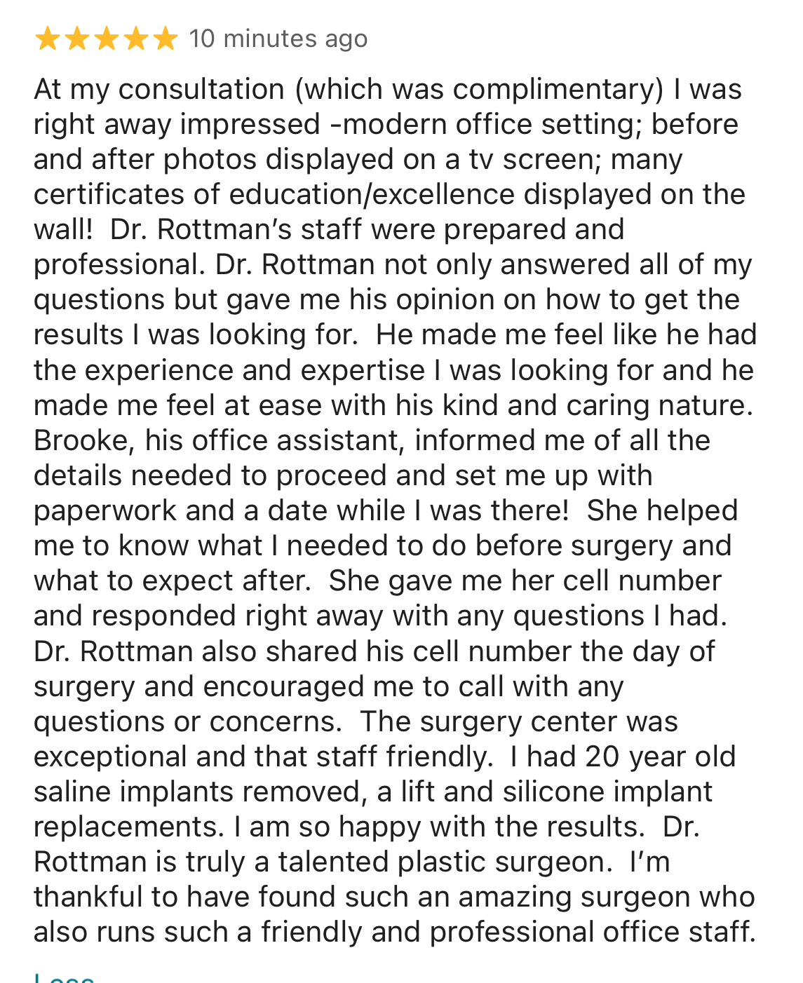 Reviews and Testimonials, Dr. Steven Rottman