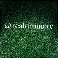 Green textured background with white @realdrbmore social media handle text overlay